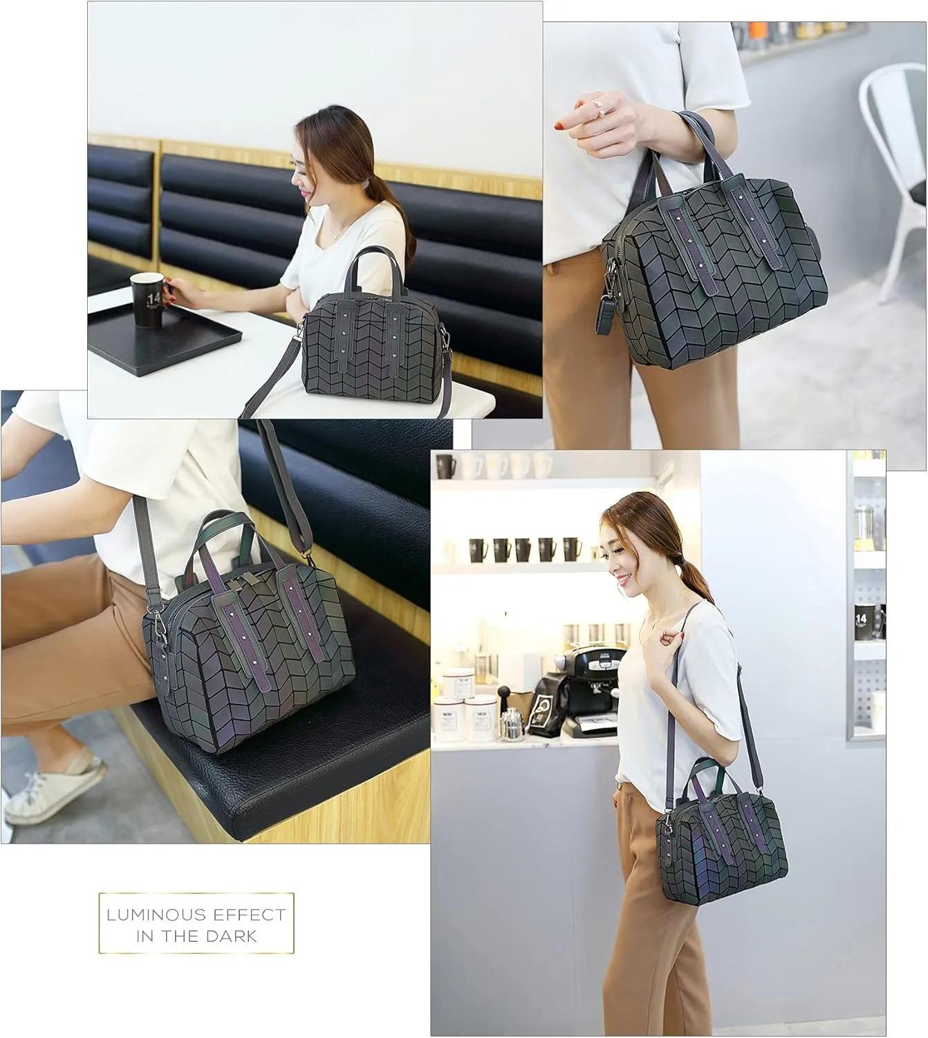 Geometric Luminous Purses Handbags Holographic Crossbody Shoulder Bag