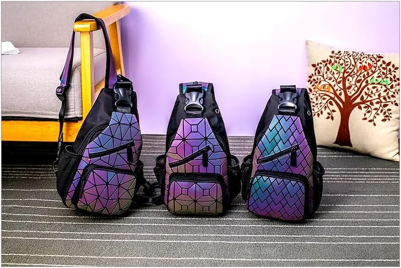 Geometric Luminous Purses Handbags Holographic Crossbody Shoulder Bag