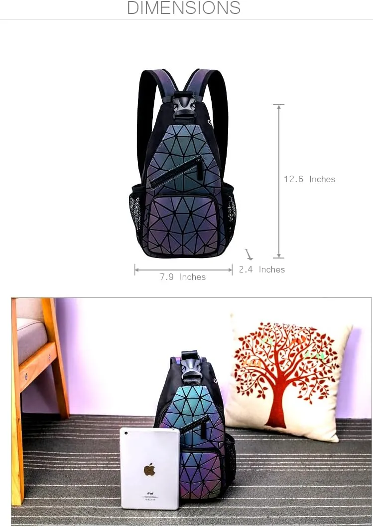 Geometric Luminous Purses Handbags Holographic Crossbody Shoulder Bag