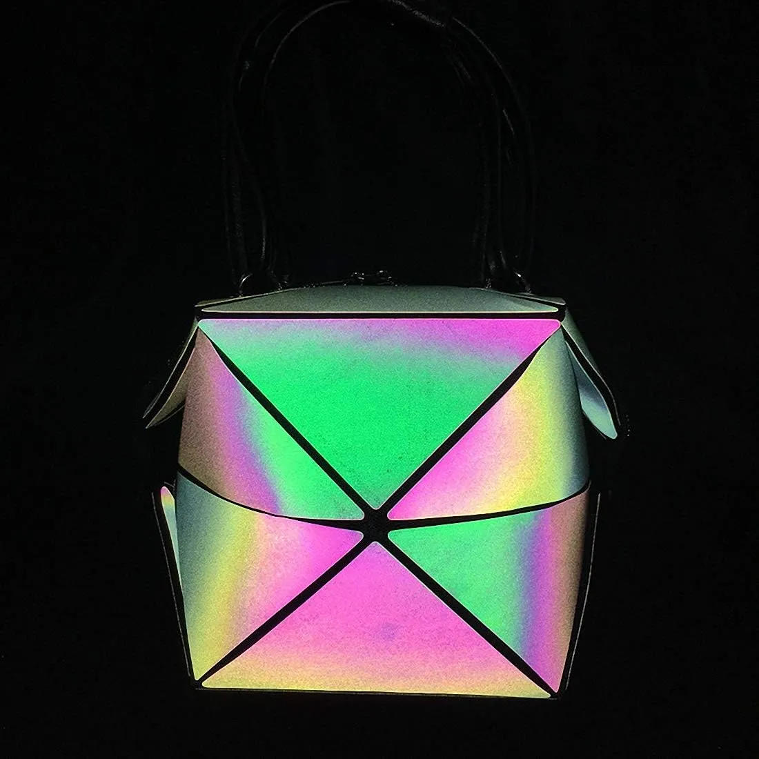 Geometric Luminous Tote Bag Holographich Purses and Handbags Flash Reflactive Crossbody Bag for Women