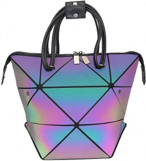 Geometric Luminous Tote Bag Holographich Purses and Handbags Flash Reflactive Crossbody Bag for Women
