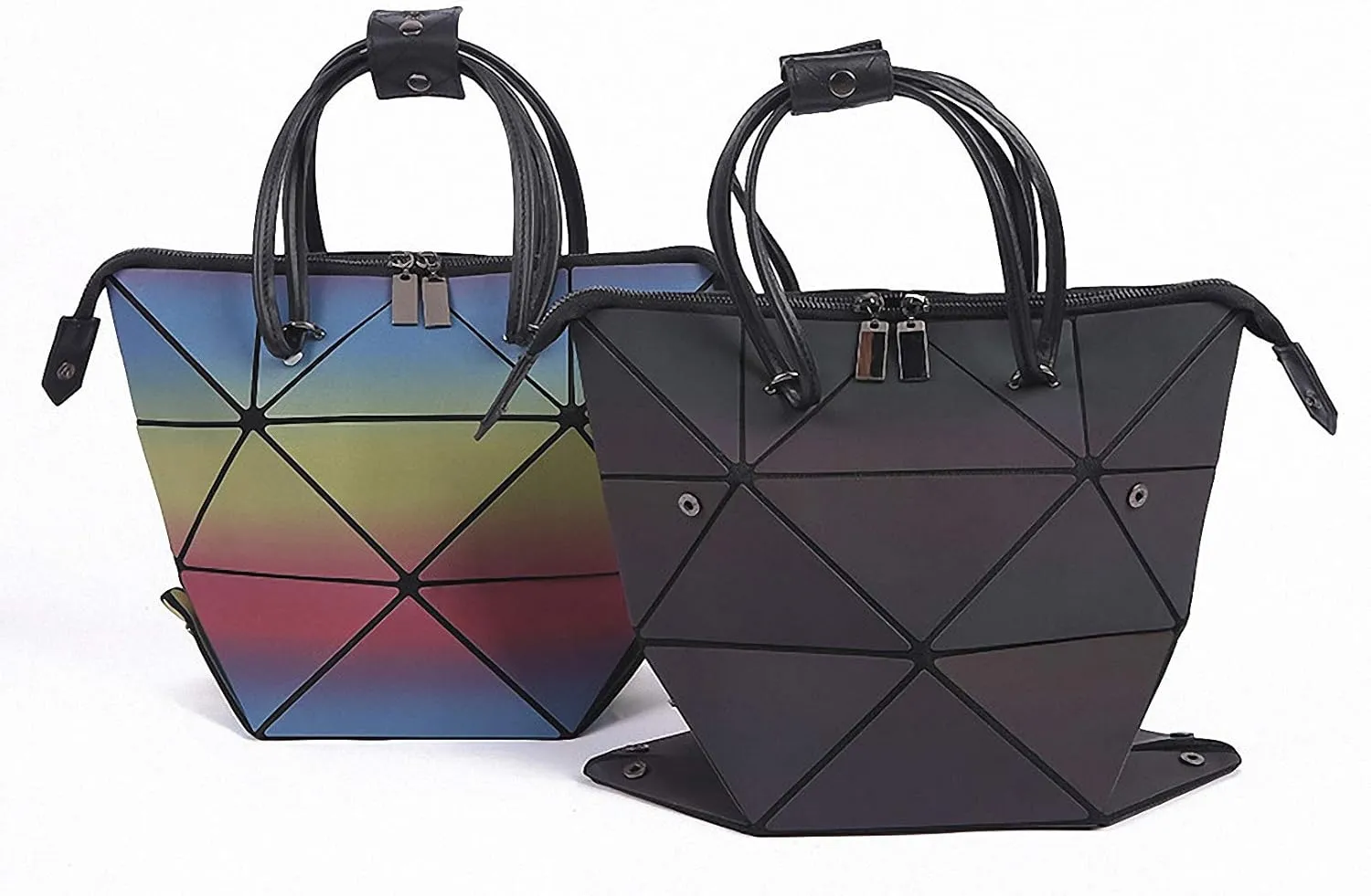 Geometric Luminous Tote Bag Holographich Purses and Handbags Flash Reflactive Crossbody Bag for Women