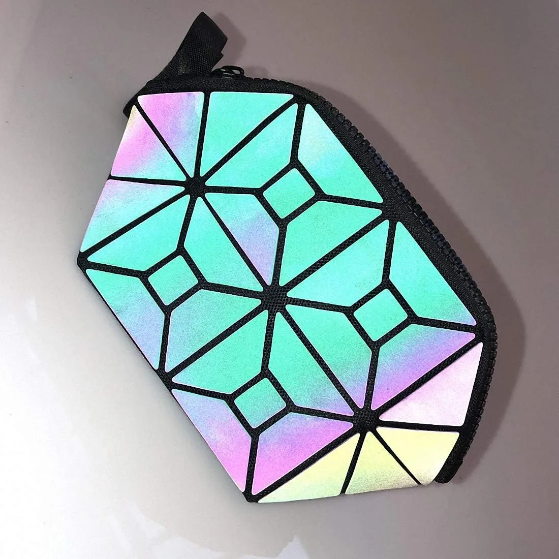 Geometric Luminous Tote Bag Holographich Purses and Handbags Flash Reflactive Crossbody Bag for Women