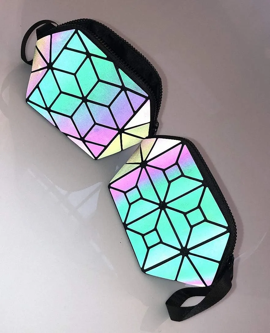 Geometric Luminous Tote Bag Holographich Purses and Handbags Flash Reflactive Crossbody Bag for Women