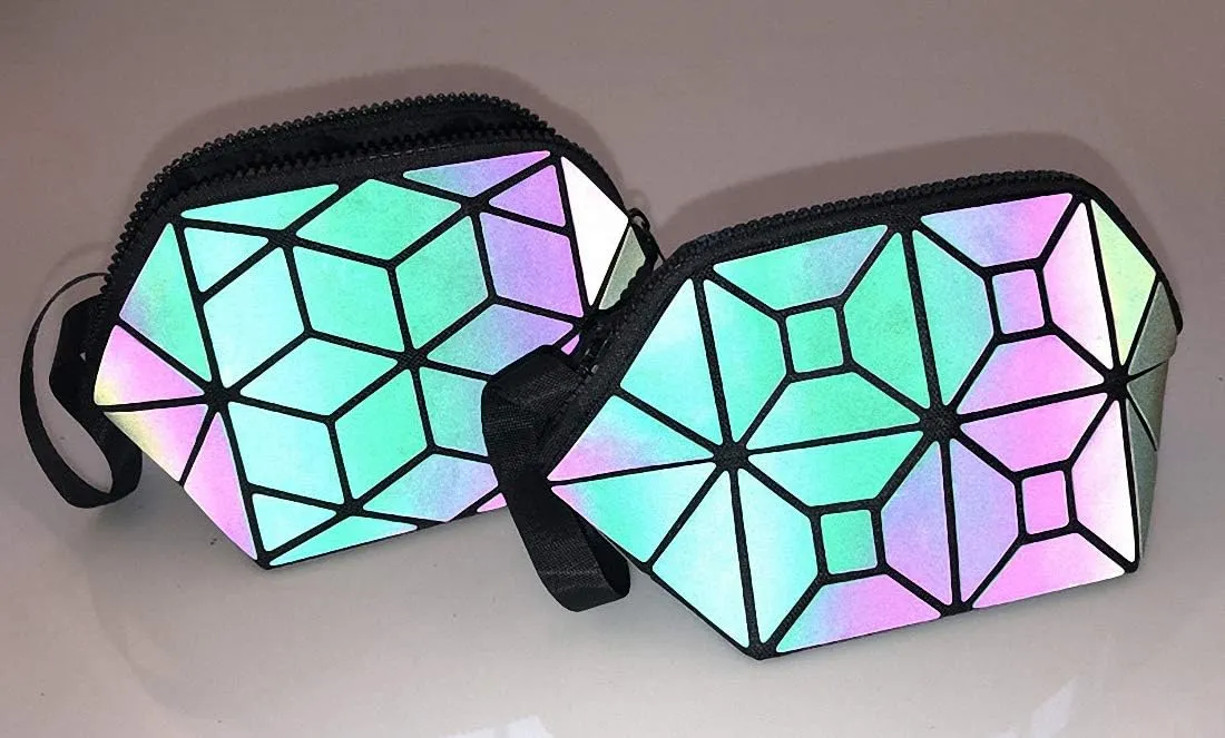 Geometric Luminous Tote Bag Holographich Purses and Handbags Flash Reflactive Crossbody Bag for Women