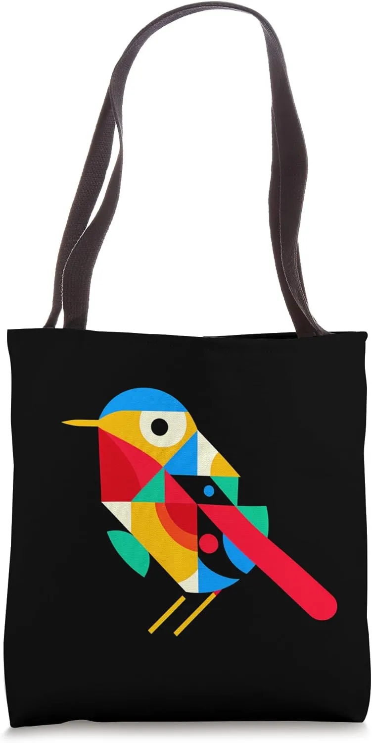 Geometric Minimalism Modern Illustration Kinglet Bird Art Tote Bag
