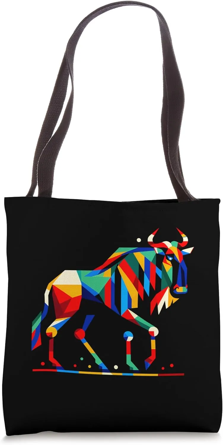 Geometric Minimalism Modern Illustration Wildebeest Art Tote Bag
