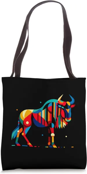 Geometric Minimalism Modern Illustration Wildebeest Art Tote Bag