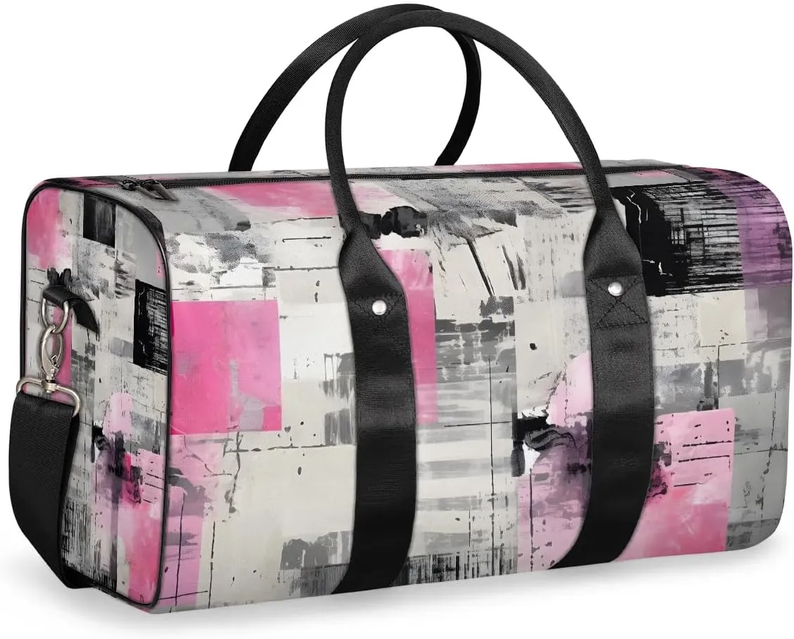 Geometric Modern Printed Travel Duffel Bag for Women Men Waterproof Foldable Overnight Weekender Bag Large Capacity Sports Gym Bag