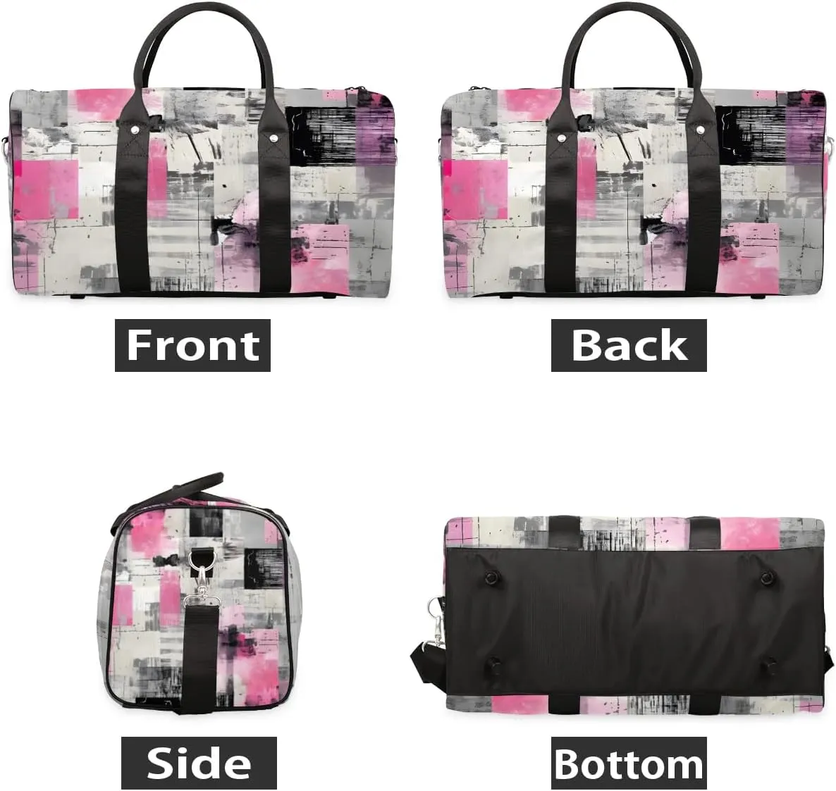 Geometric Modern Printed Travel Duffel Bag for Women Men Waterproof Foldable Overnight Weekender Bag Large Capacity Sports Gym Bag