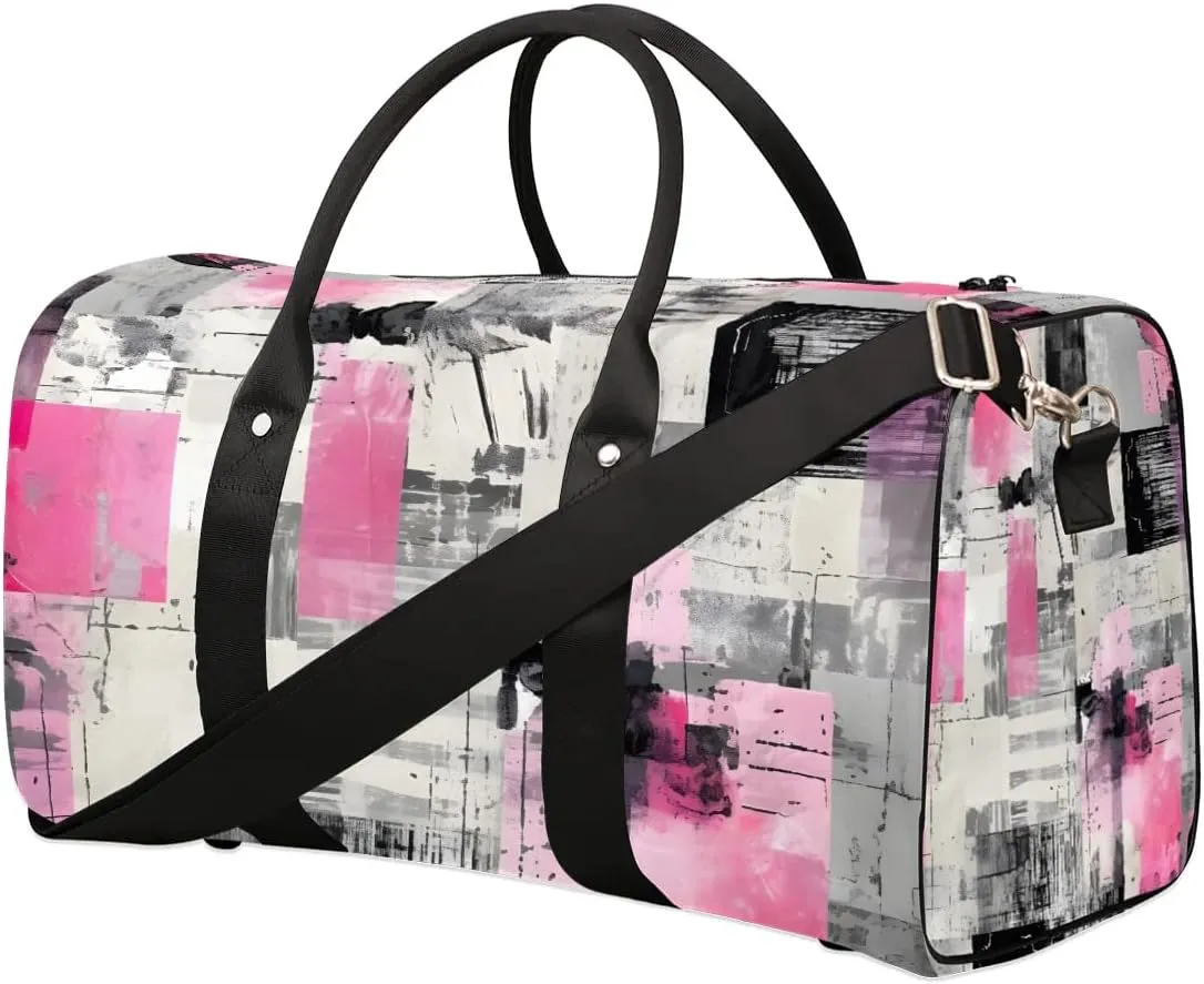 Geometric Modern Printed Travel Duffel Bag for Women Men Waterproof Foldable Overnight Weekender Bag Large Capacity Sports Gym Bag