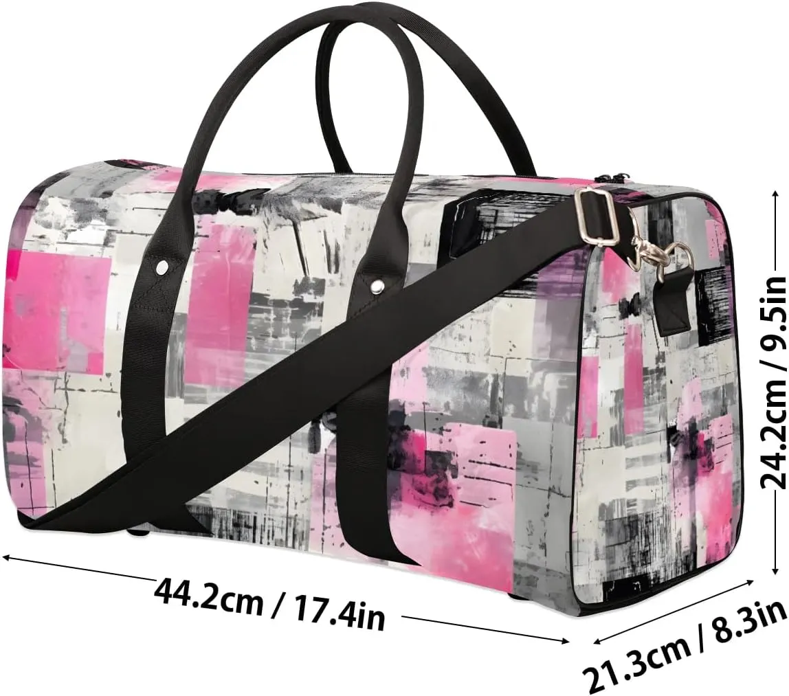 Geometric Modern Printed Travel Duffel Bag for Women Men Waterproof Foldable Overnight Weekender Bag Large Capacity Sports Gym Bag