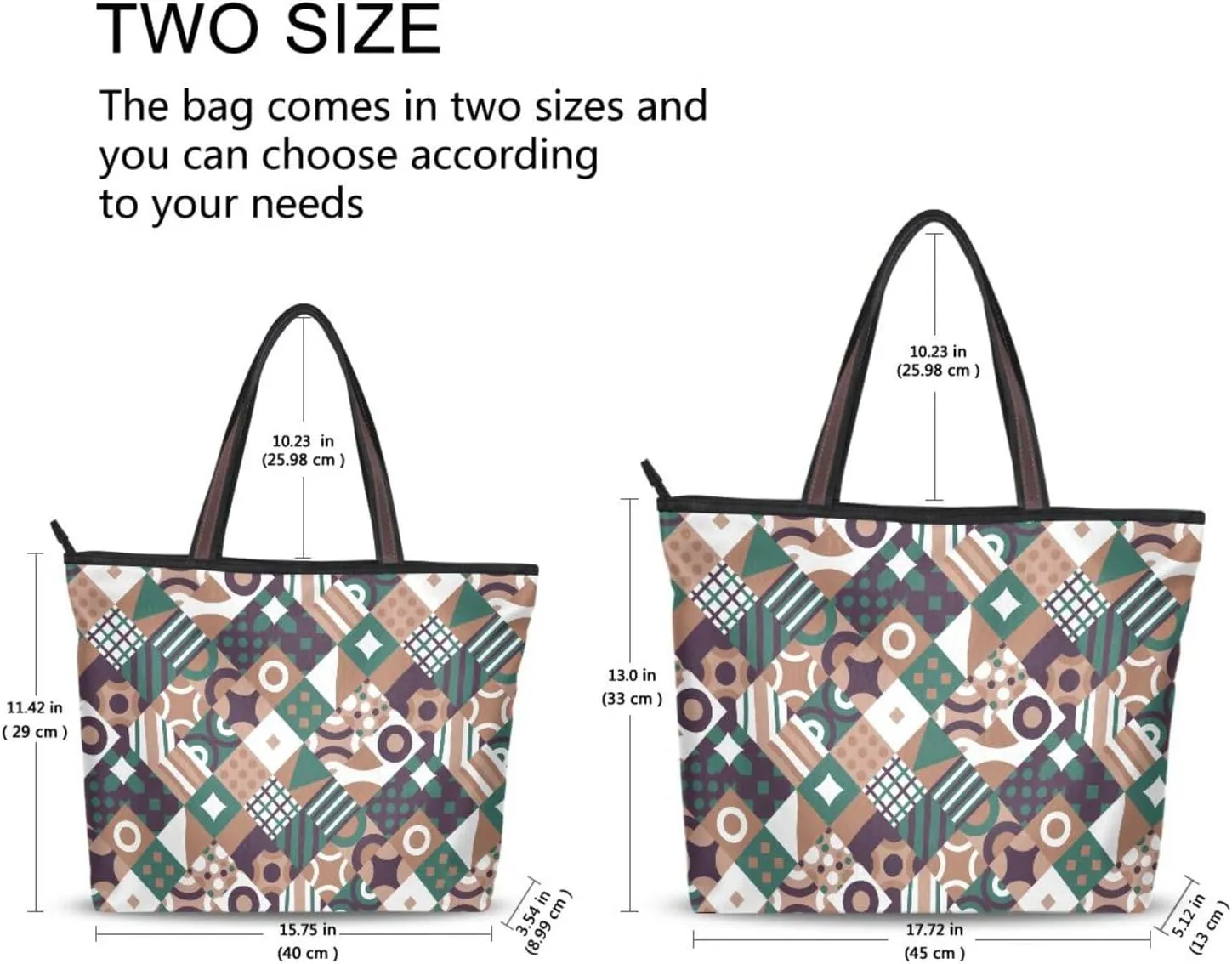 Geometric Mosaic Pattern Fashion Shoulder Bags Tote Bags Handbags For Women, L