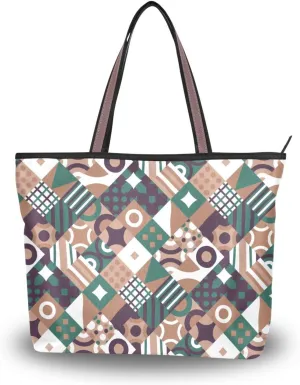 Geometric Mosaic Pattern Fashion Shoulder Bags Tote Bags Handbags For Women, L