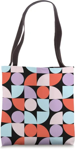 Geometric Pattern Circles & Quarter Circles Vintage Design Tote Bag