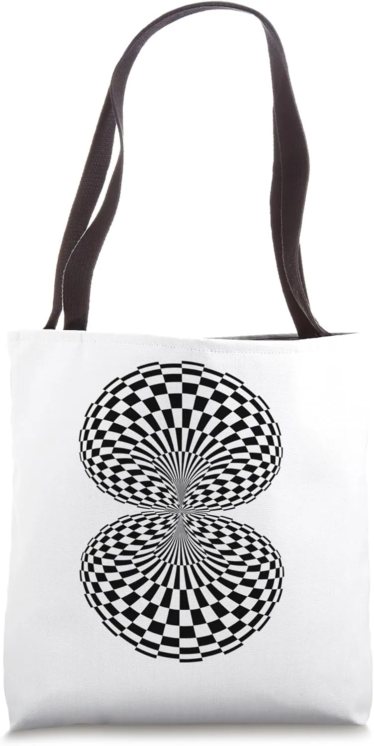 Geometric pattern in symmetrical Black to White Check it out Tote Bag
