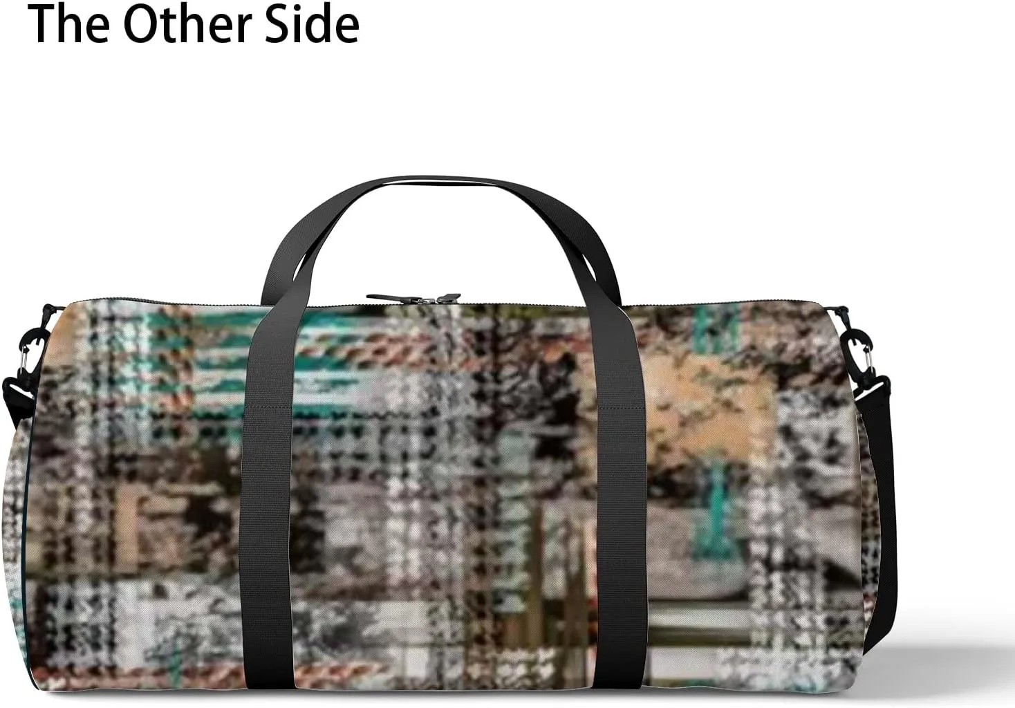 Geometric Pattern Scarf Design Fashion Textile Sports Bag Tote Bag Waterproof Gym Bag with Shoulder Strap Zipper 2 Side Pockets for Men and Women, Travel and Storage Shoulder Bag.