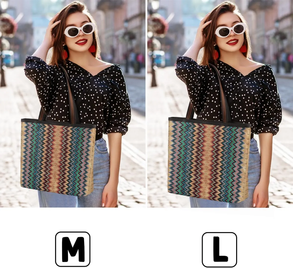 Geometric Pattern Stripes Tote Bag Tote Purse for Women with Zipper Womens Handbags for Work Travel