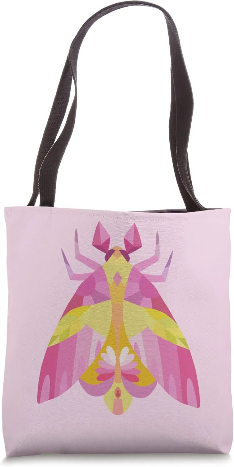 Geometric Pink and Yellow Rosy Maple Moth Insect Bug Tote Bag