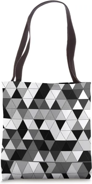 Geometric Polygon Black & White Triangle Tote Bag