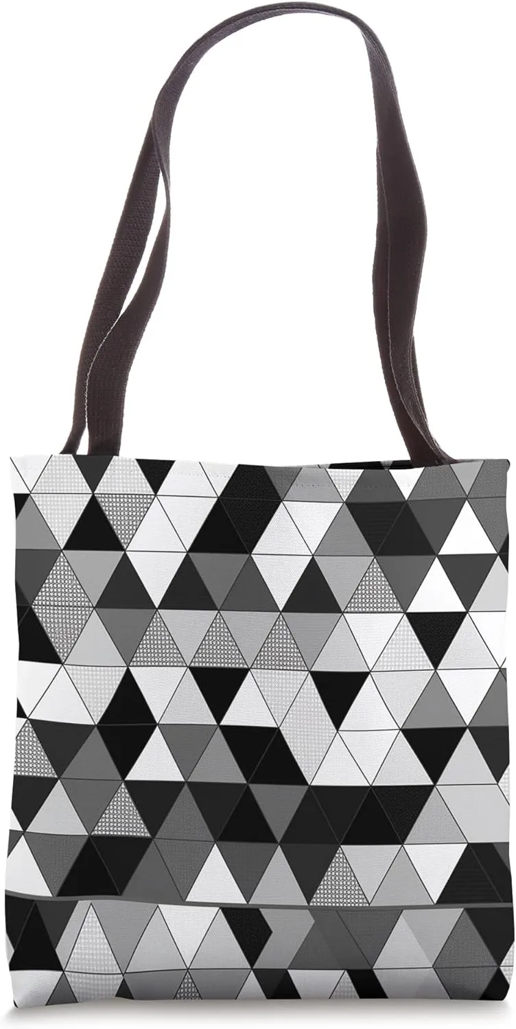 Geometric Polygon Black & White Triangle Tote Bag