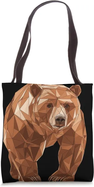 Geometric Polygonal Bear Wildlife Graphic Tote Bag