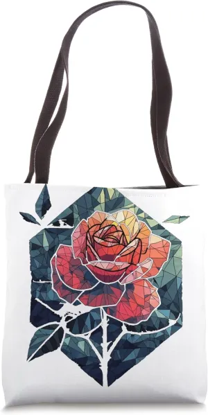 Geometric Rose Roses Flower Arts Pattern Floral Tote Bag