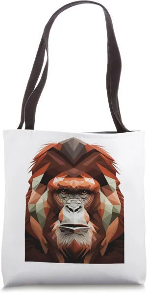 Geometrical Orange Utan Head Tote Bag