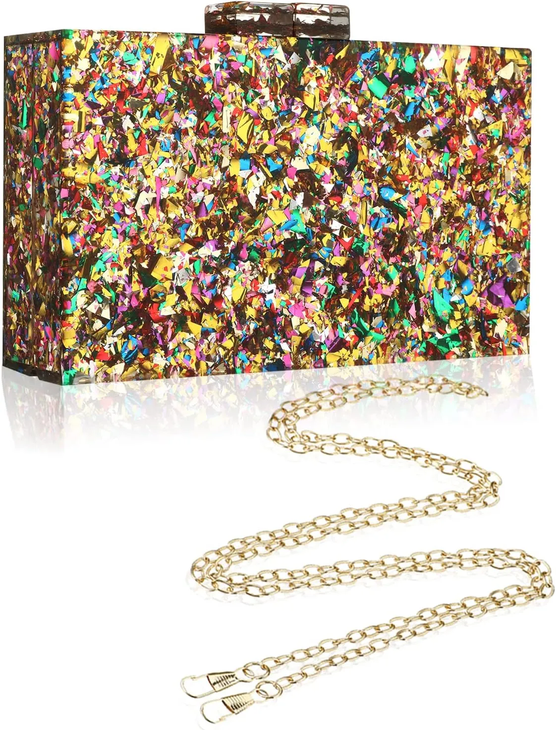 Gets Acrylic Purses and Handbags for Women Multicolor Perspex Geometric Patterns Box Clutch Banquet Evening Crossbody Handbag