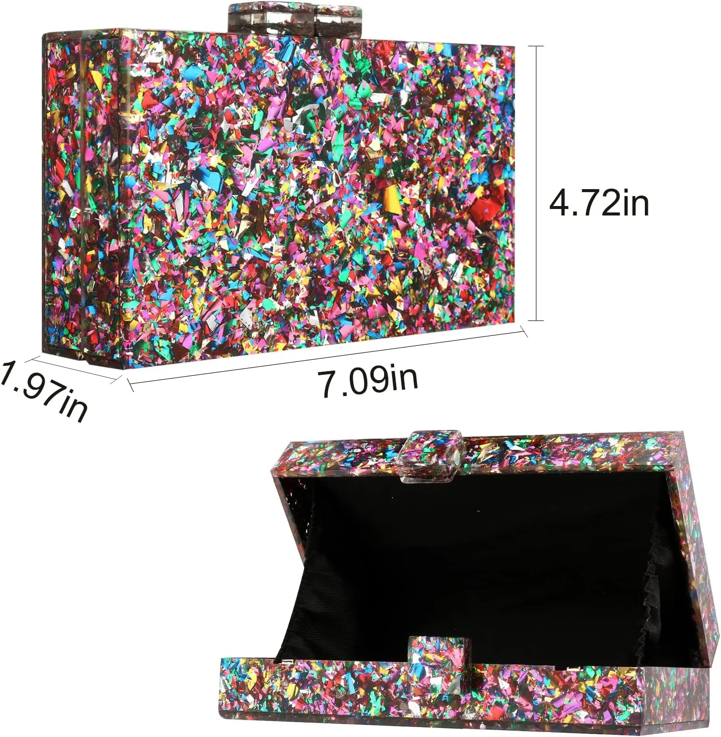 Gets Acrylic Purses and Handbags for Women Multicolor Perspex Geometric Patterns Box Clutch Banquet Evening Crossbody Handbag