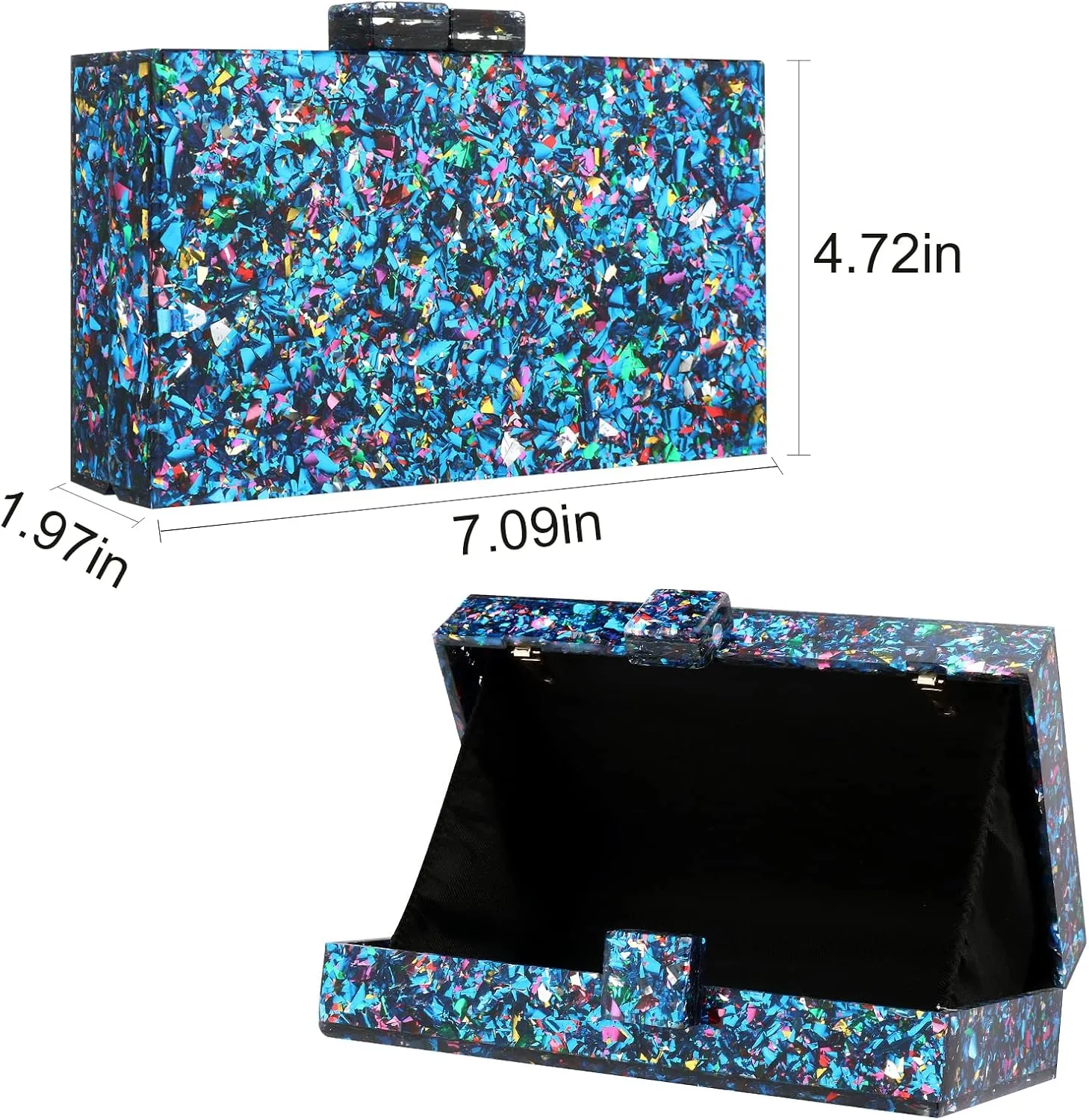Gets Acrylic Purses and Handbags for Women Multicolor Perspex Geometric Patterns Box Clutch Banquet Evening Crossbody Handbag