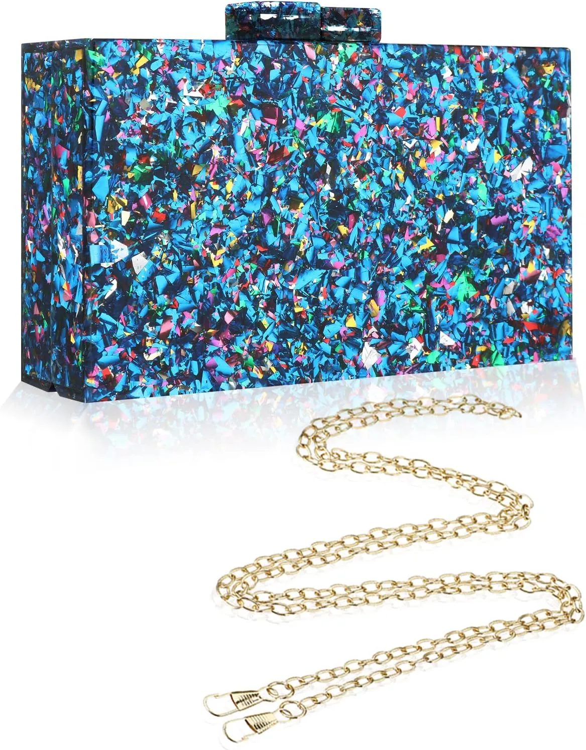 Gets Acrylic Purses and Handbags for Women Multicolor Perspex Geometric Patterns Box Clutch Banquet Evening Crossbody Handbag