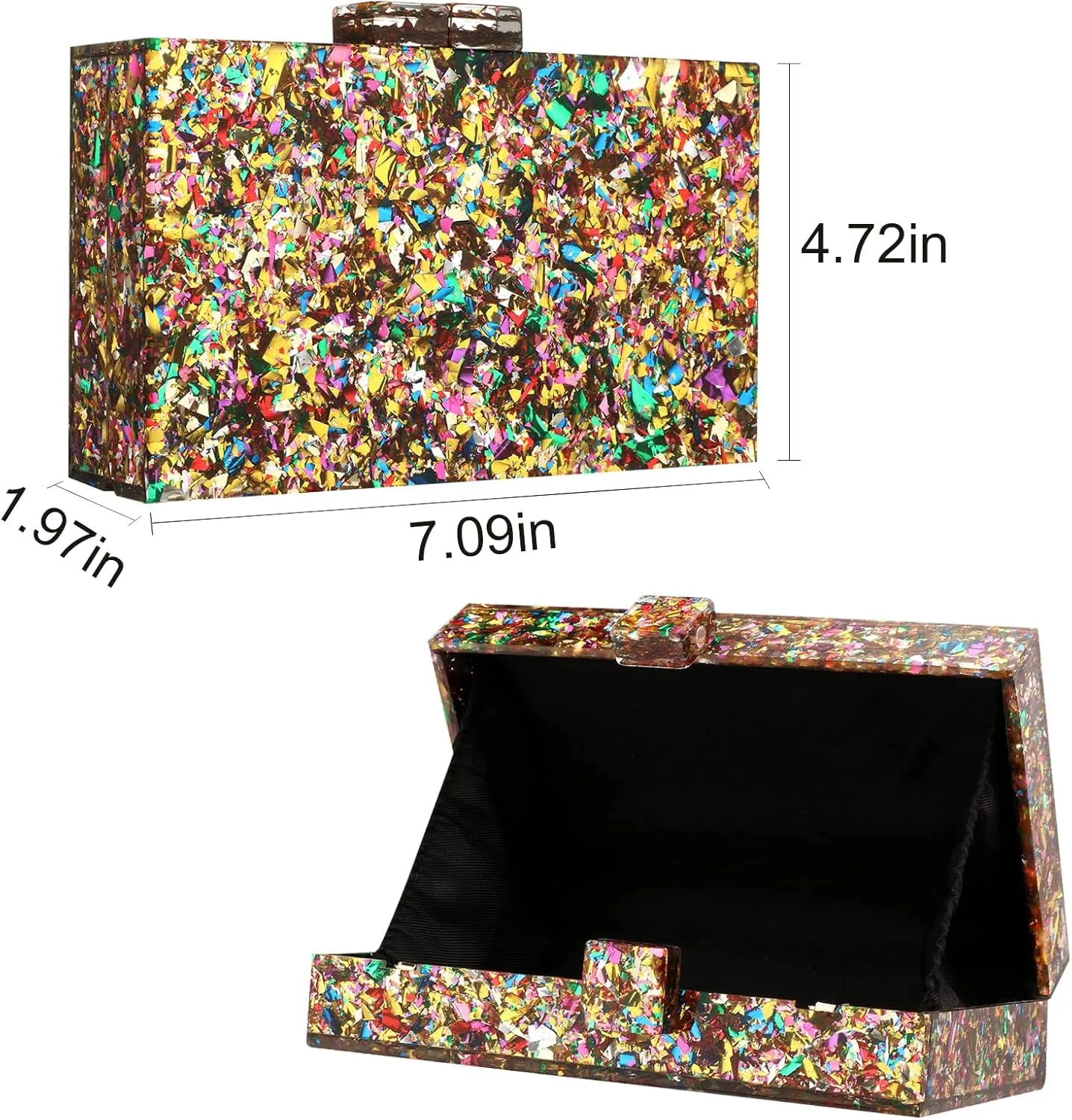Gets Acrylic Purses and Handbags for Women Multicolor Perspex Geometric Patterns Box Clutch Banquet Evening Crossbody Handbag