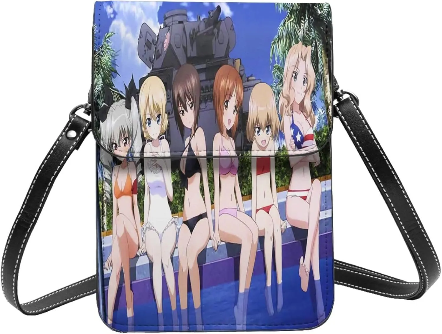 Girls Und Panzer Wallet Phone Female Fashion Purse Adjustable Handba Crossbody Bags