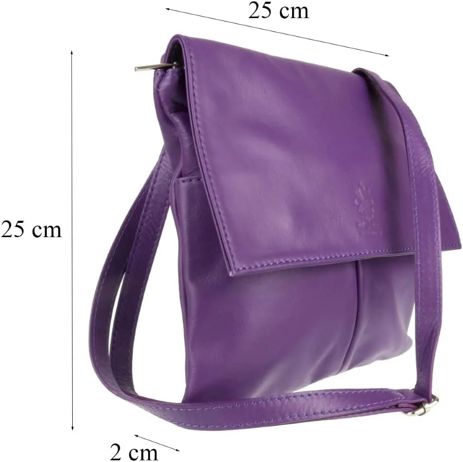 Girly HandBags Double Pocket Italian Genuine Leather Messenger Bag Crossbody Shoulder Bag