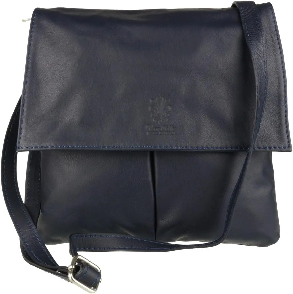 Girly HandBags Double Pocket Italian Genuine Leather Messenger Bag Crossbody Shoulder Bag