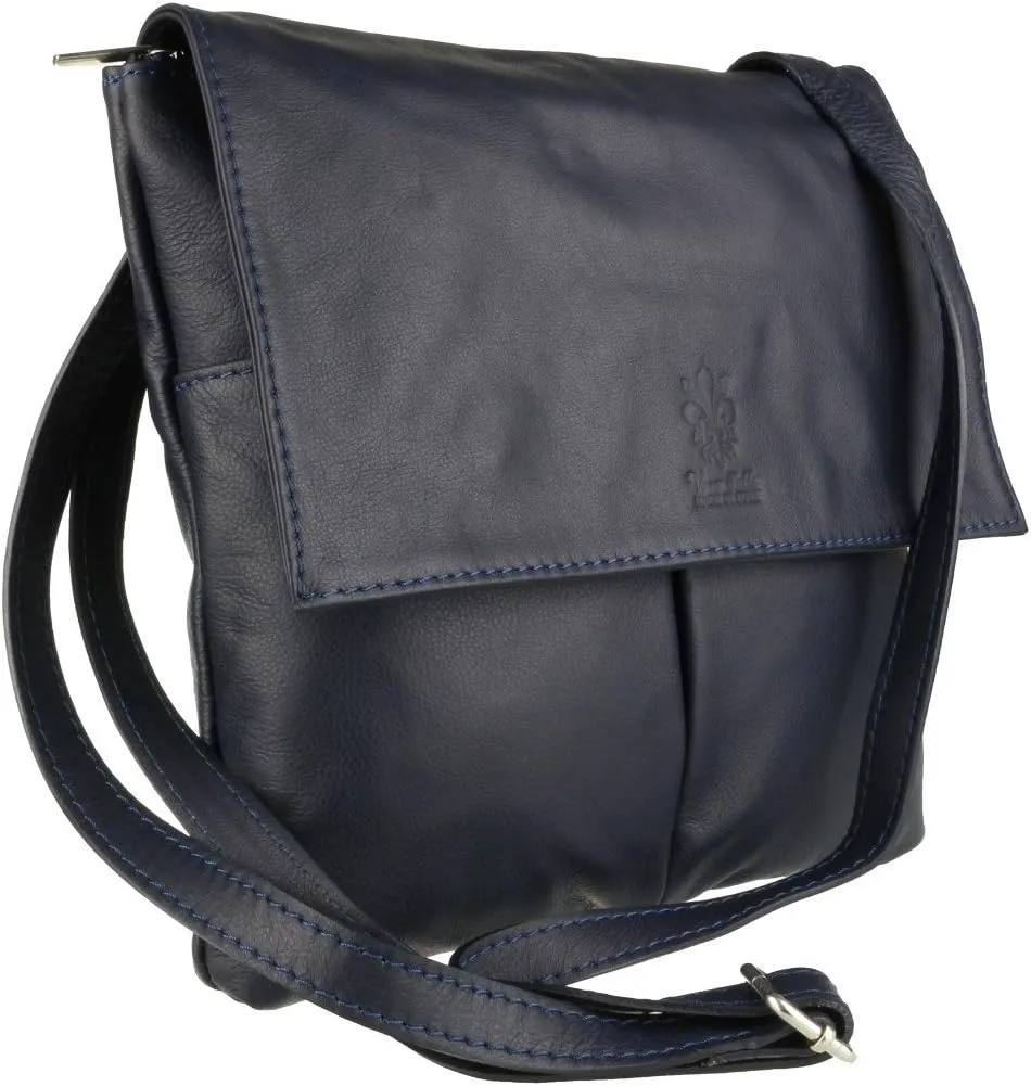 Girly HandBags Double Pocket Italian Genuine Leather Messenger Bag Crossbody Shoulder Bag