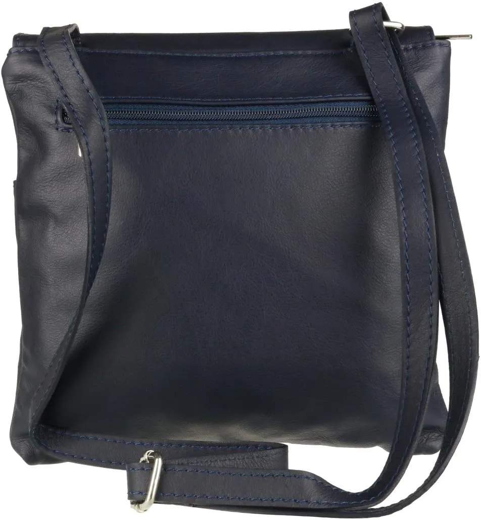 Girly HandBags Double Pocket Italian Genuine Leather Messenger Bag Crossbody Shoulder Bag