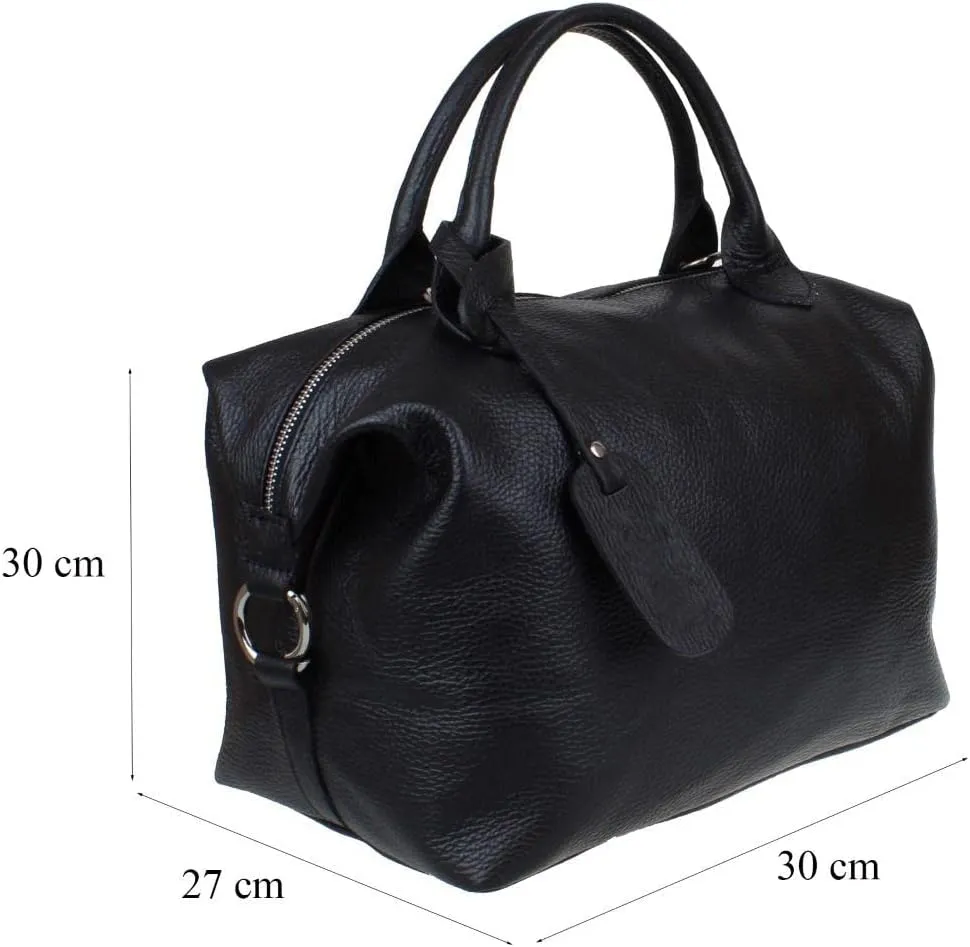 Girly HandBags Womens Genuine Leather Plain Side Circle Hobo Handbag