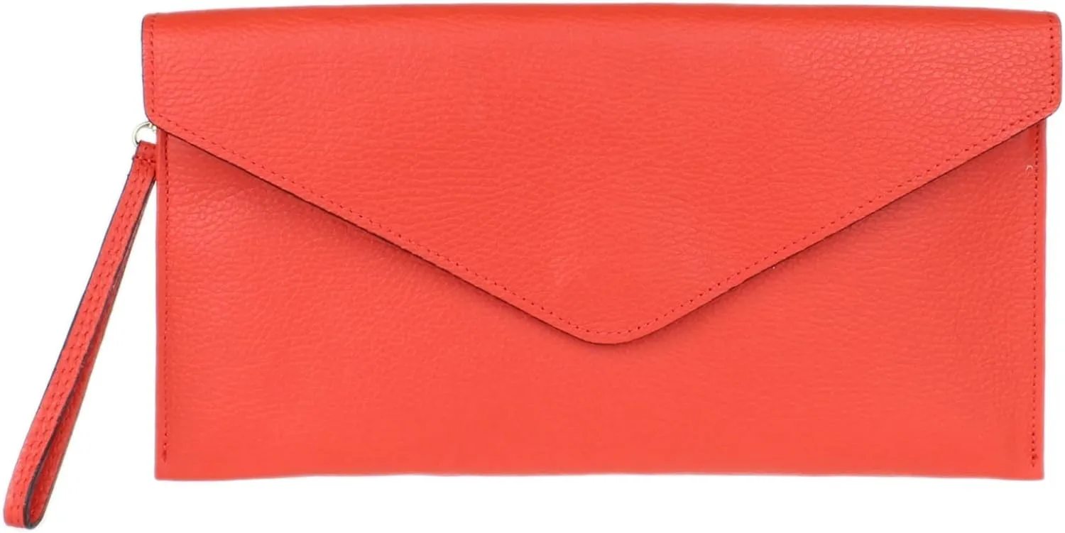 Girly HandBags Womens Italian Genuine Leather Envelope Clutch Bag