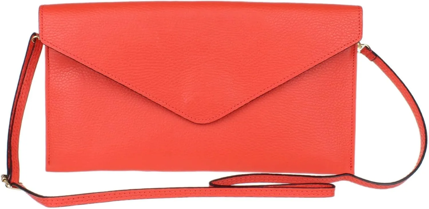 Girly HandBags Womens Italian Genuine Leather Envelope Clutch Bag