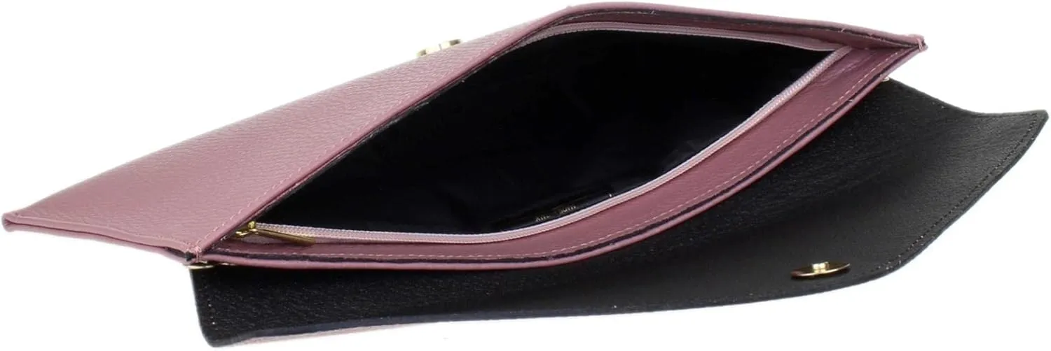 Girly HandBags Womens Italian Genuine Leather Envelope Clutch Bag