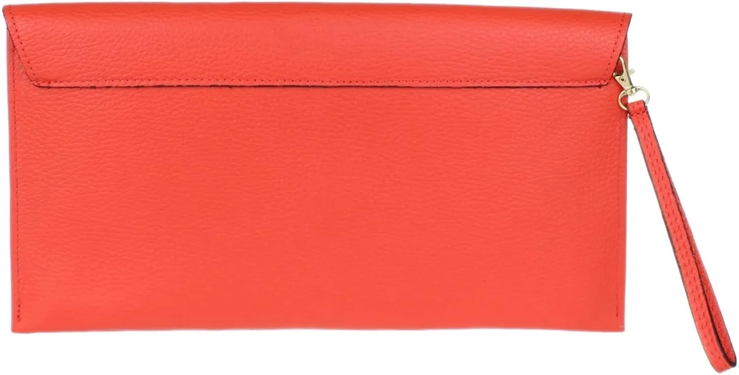 Girly HandBags Womens Italian Genuine Leather Envelope Clutch Bag
