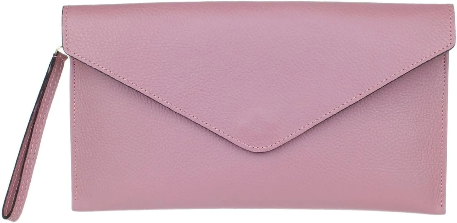Girly HandBags Womens Italian Genuine Leather Envelope Clutch Bag