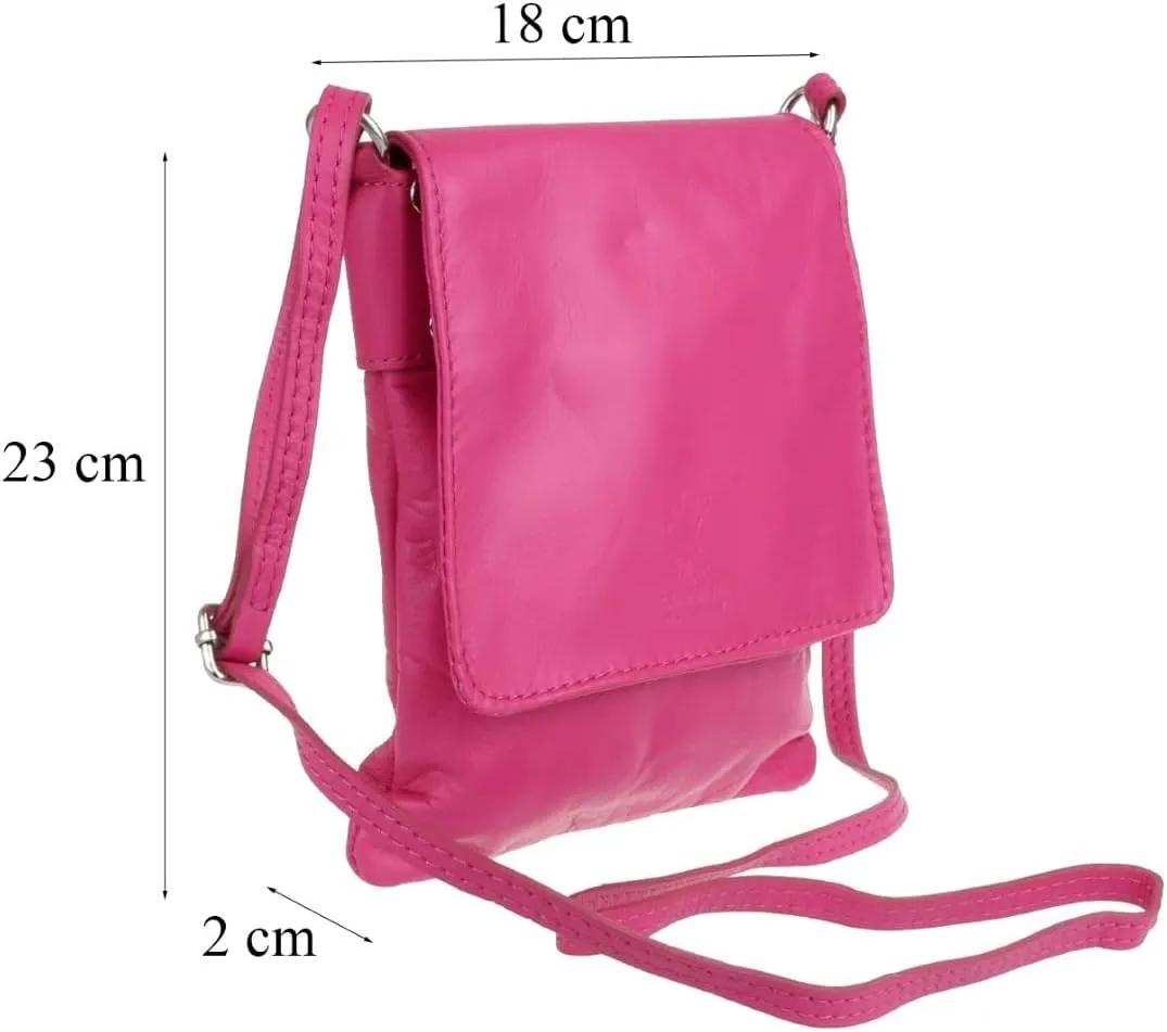 Girly HandBags Womens Italian Leather Shoulder Bag Small Cross Body Messenger Soft Leather Vera Pelle Phone Holder Holiday