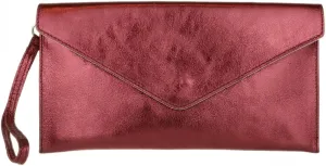 Girly HandBags Womens Leather Italian Metallic Shimmer Envelope Wrist Clutch Bag