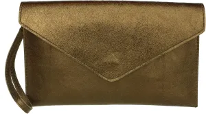 Girly HandBags Womens Leather Italian Metallic Shimmer Envelope Wrist Clutch Bag