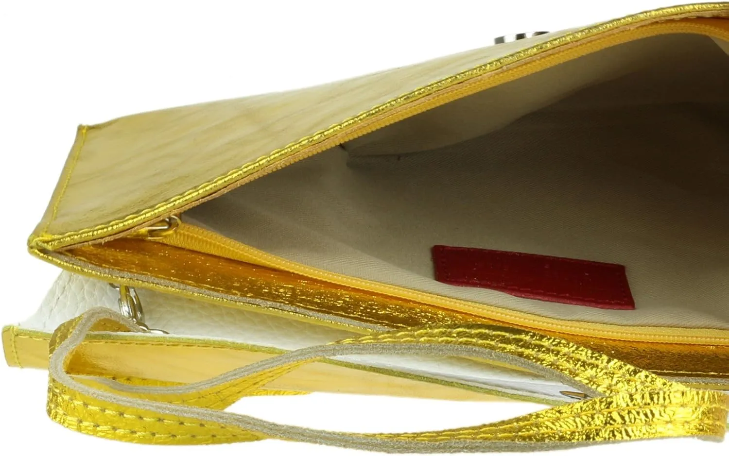 Girly HandBags Womens Leather Italian Metallic Shimmer Envelope Wrist Clutch Bag