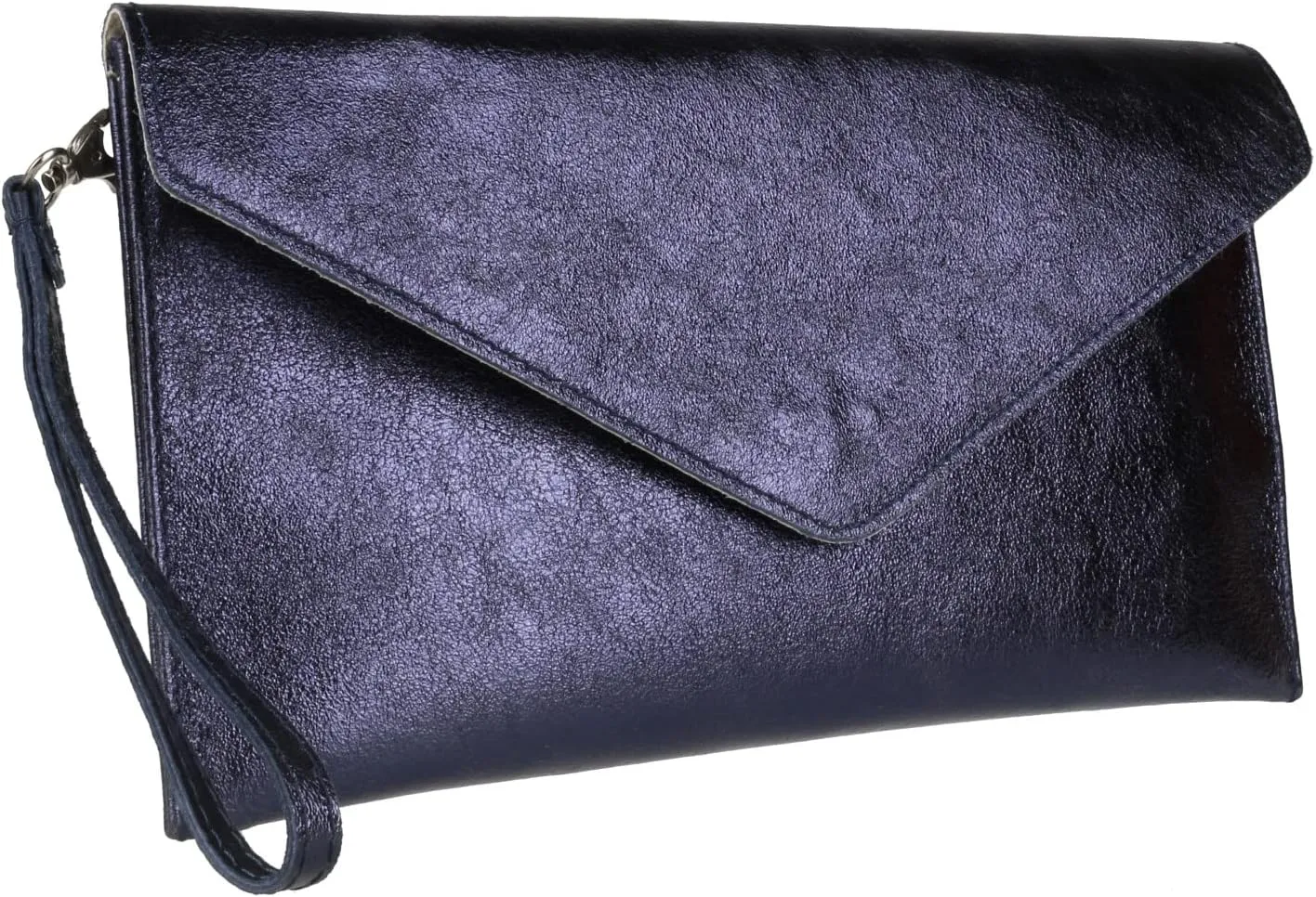 Girly HandBags Womens Leather Italian Metallic Shimmer Envelope Wrist Clutch Bag