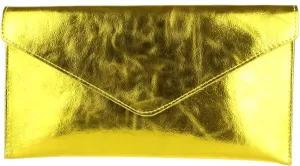 Girly HandBags Womens Leather Italian Metallic Shimmer Envelope Wrist Clutch Bag